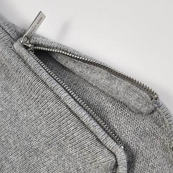 Michael Kors Women's Grey Knit Pullover Longline Sweater Side Zips Cotton Size M - Picture 4 of 13